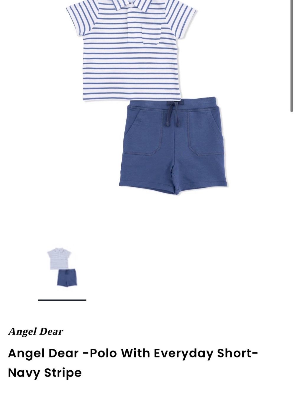 Angel Dear White & Blue Striped Polo with Blue Shorts Pajama Set
